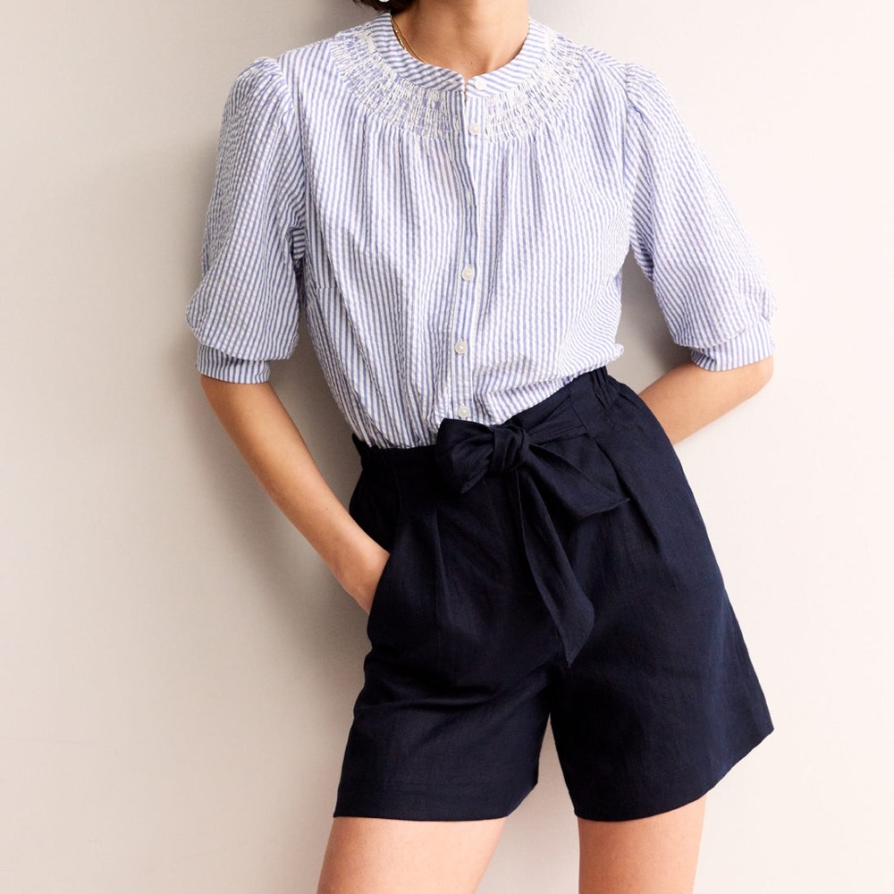 Boden Blue Linen Shorts